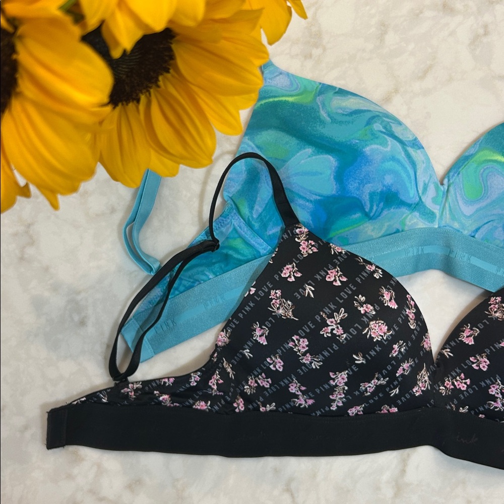 NWOT PINK WEAR EVERYWHERE LIGHTLY LINED WIRELESS PUSH UP BRA - 34D BUNDLE